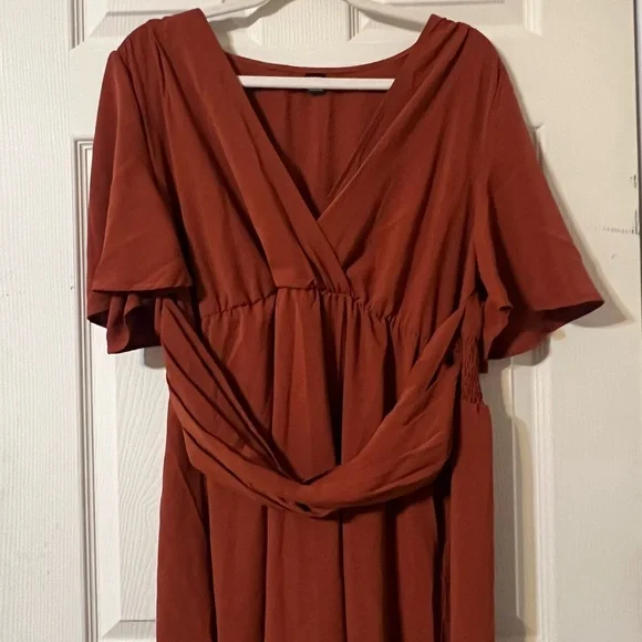 SHEIN Rust Brown “Wrap” Midi Dress - Picture 5 of 10